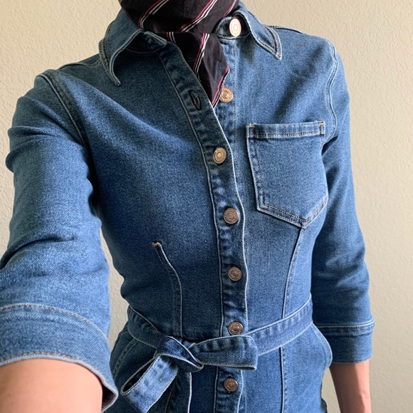 7 for all Mankind vintage cropped denim jumpsuit - Picture 14 of 15